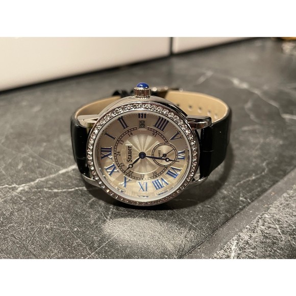 Stauer Dress Watch With Black Leather Band - New Battery - Picture 2 of 5